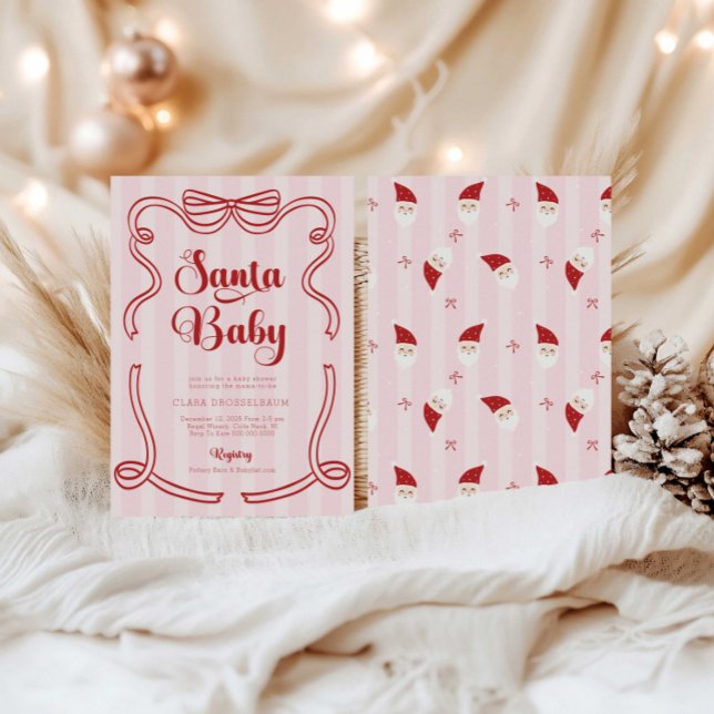 Convites Chuveiro de Bebê Preppy Loveshack Santa Baby  (Criador carregado)