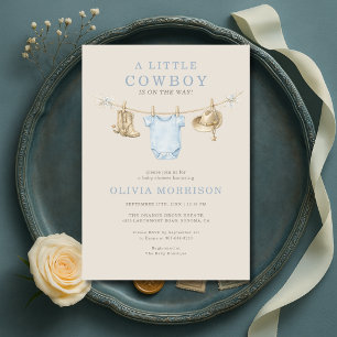 Convites Chuveiro de Bebê Roupa de Cowboy Bebê a Caminho