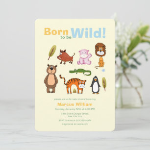 Convites Chuveiro de Bebê Safari Colorido Fofo Nascido Para