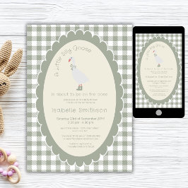 Convites Chuveiro de Bebê Sage Green Gingham Silly Goose