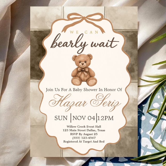 Convites Chuveiro de Bebê Urso Mal Mal Espera Teddy Bear Ne (Criador carregado)