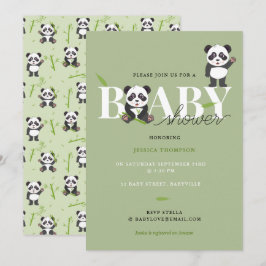 Convites Chuveiro de Bebê Urso Panda Fofo Kawaii Neutro