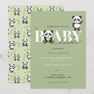 Convites Chuveiro de Bebê Urso Panda Fofo Kawaii Neutro