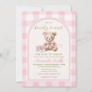 Convites Chuveiro de Bebê Urso Rosa Mal Podemos Esperar Beb