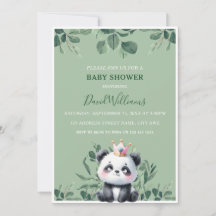 Chuveiro de Bebê Verde Folhagem Panda Fofo