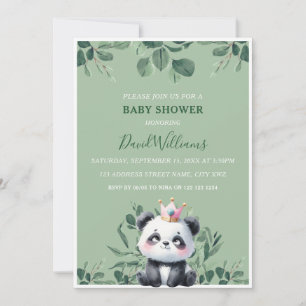 Convites Chuveiro de Bebê Verde Folhagem Panda Fofo
