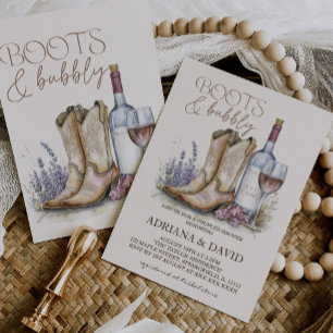 Convites Chuveiro de Casais Western com Botas e Espuma