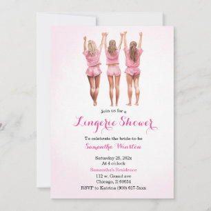 Convites Chuveiro de lingerie rosa