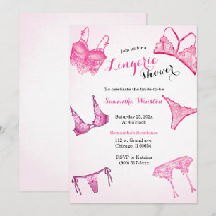 Convites Chuveiro de lingerie rosa