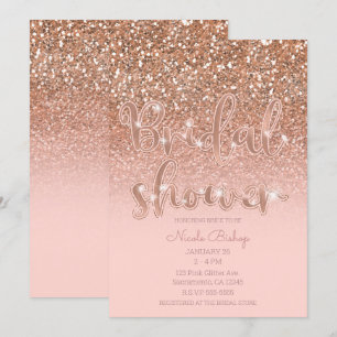 Convites Chuveiro de Noiva Brilho Rosa Moderno Glam