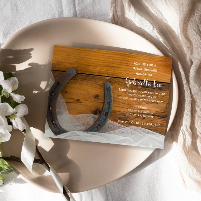 Convites Chuveiro de Noiva Celebração Country com Ferradura (Criador carregado)