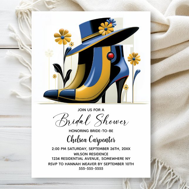 Convites Chuveiro de Noiva com Botas Elegantes e Chapéu Der (Criador carregado)