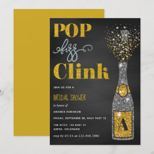 Convites Chuveiro de noiva com glitter e lousa de giz Pop f