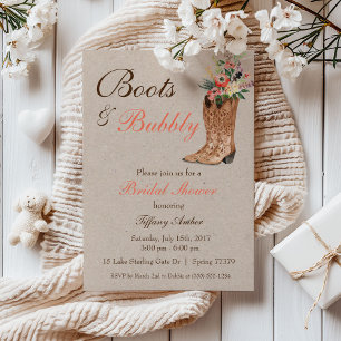 Convites Chuveiro de Noiva Country Boots & Bubbly