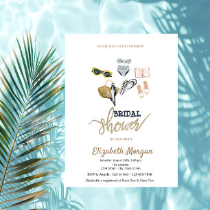 Convites Chuveiro de Noiva de Praia Tropical Legal
