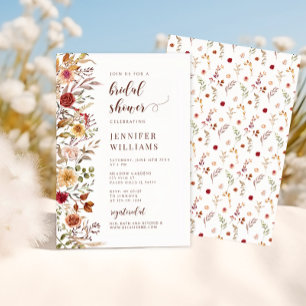 Convites Chuveiro de Noiva Elegante de Outono com Flor Silv
