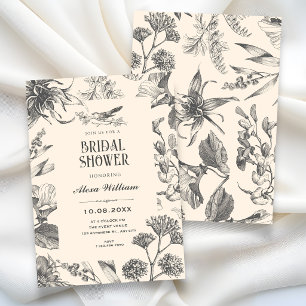 Convites Chuveiro de noiva floral botânico chinês vintage