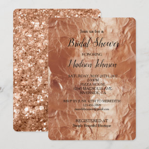 Convites Chuveiro de Noiva Glam Rose Gold Glitter