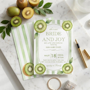 Convites Chuveiro de Noiva Listrado de Verde Oliva com Frut