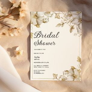 Convites Chuveiro de Noiva luxuoso e sofisticado com flores