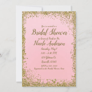 Convites Chuveiro de Noiva Moderno Glamour Brilho Rosa Dour