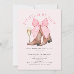 Convites Chuveiro de Noiva Ocidental Borbulhante Botas Rosa