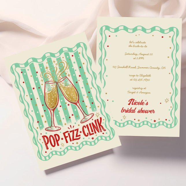 Convites Chuveiro de Noiva Pop Fizz Clink (Criador carregado)
