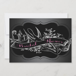 Convites Chuveiro de Noiva Quadro Negro Rosa Elegante