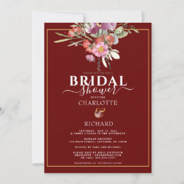 Convites Chuveiro de Noiva Rosa Vibrante Floral com E comer