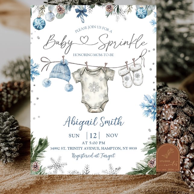 Convites Chuveiro de Roupas de Bebê de Natal Baby Sprinkle (Criador carregado)