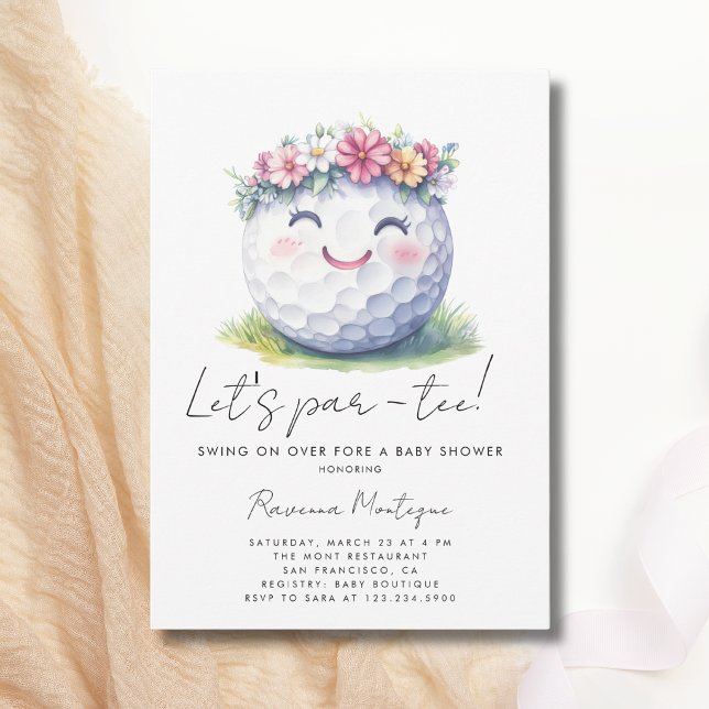 Convites Chuveiro Floral de Golfe Simples Par-Tee Baby Show (Criador carregado)