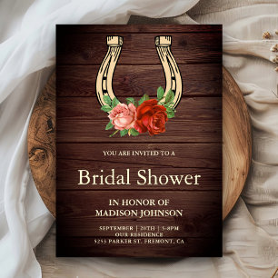 Convites Chuveiro Nupcial de Ferradura Floral de Madeira Rú