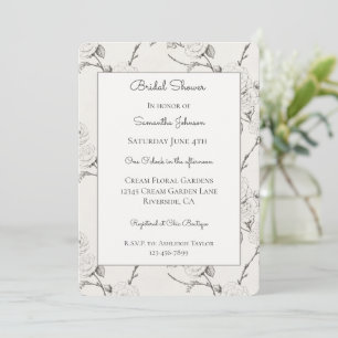 Convites Chuveiro Nupcial Elegante Flores de Outono Preto C