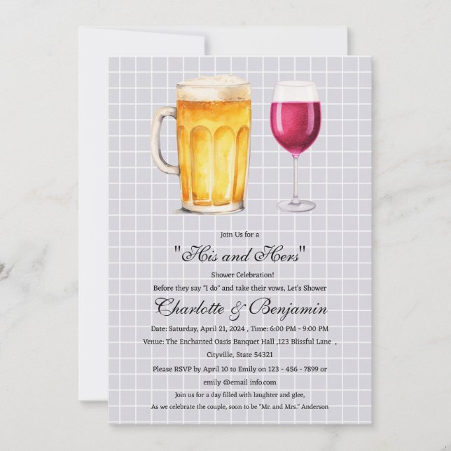 Convites Chuveiro para Casais Dele e Dela (Frente)