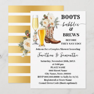 Convites Chuveiros de Noiva de Inverno Botas Bolhas e Cerve