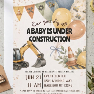 Convites Chuvoso Baby Shower em Construção