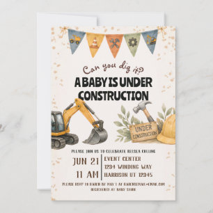 Convites Chuvoso Baby Shower em Construção