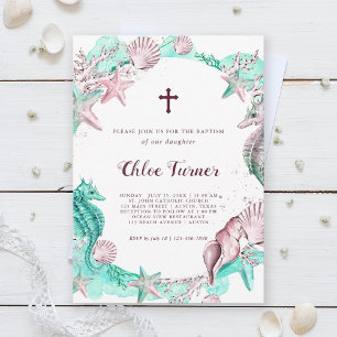 Convites Ciano e Lavanda sob o batismo marinho