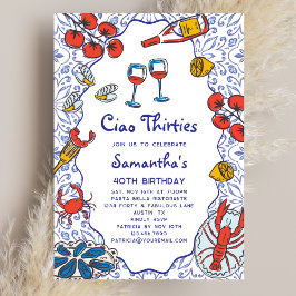 Convites Ciao 30s Italian Seafood Wine Dinner 40th Birthday