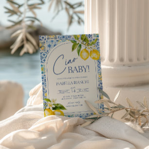 Convites Ciao Baby Amalfi Coast Lemon Chá de fraldas