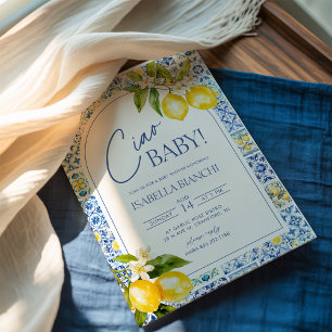 Convites Ciao Baby Amalfi Coast Lemon Chá de fraldas