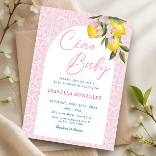 Convites Ciao Baby Bambina Amalfi Chá de fraldas Italiano