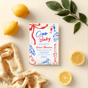 Convites Ciao Baby Bebê Italiano Desenho à Mão Aniversário