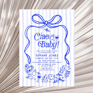 Convites Ciao Baby Blue - Chá de fraldas de limões italiano