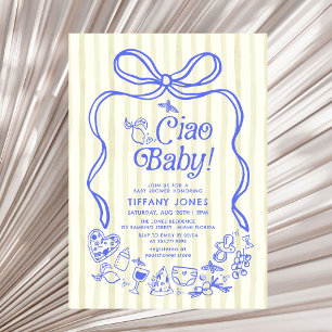 Convites Ciao Baby Blue Yellow Italiana Lemons Chá de frald