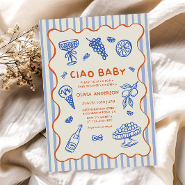 Convites Ciao Baby Hand Drawn Italiana Chá de fraldas