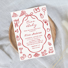 Convites Ciao Baby Hand Drawn Italiana Lemon Chá de fraldas