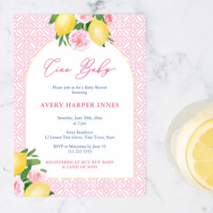 Convites Ciao Baby Inspirado em Lemons Italianos Rosa Chã d
