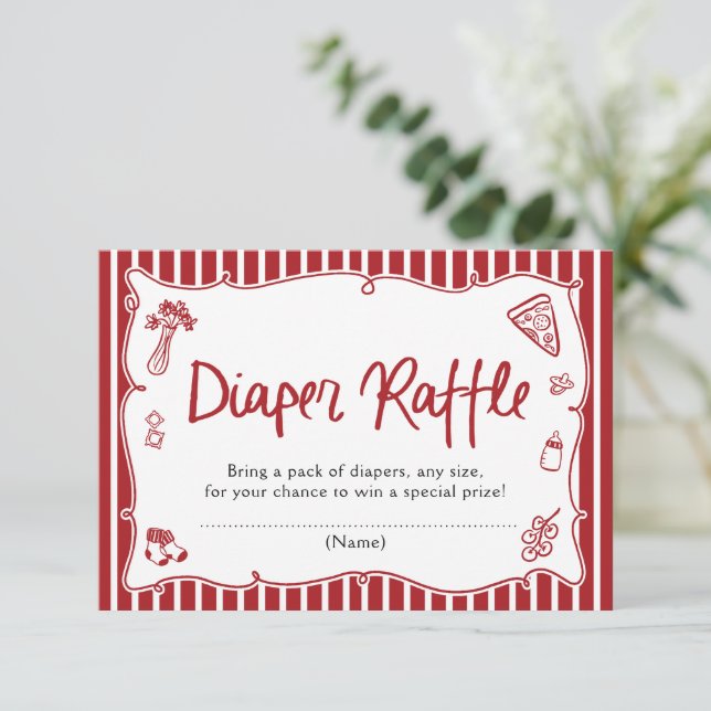 Convites Ciao Baby Italian Baby Shower Diaper Raffle Game (Em pé/Frente)