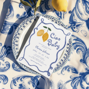 Convites Ciao Baby Lemon Italiano Amalfi Chá de fraldas